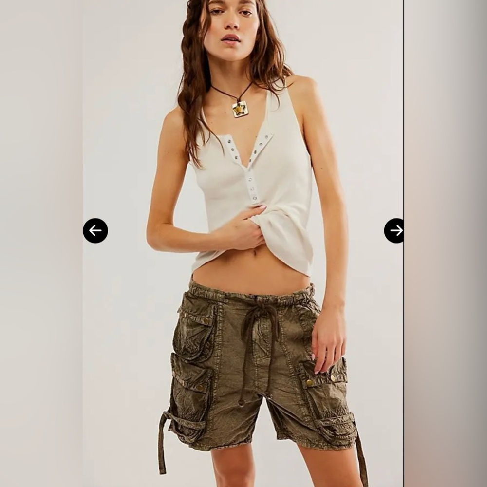 NWT FREE PEOPLE Moon Bay Parachute Shorts | Army Green MSRP $98 Size S